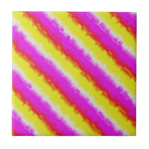 Gelbe Rosa Artdeco Regenbogen Streifen Fliese