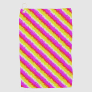 Gelbe Rosa Artdeco Regenbogen Streifen Golfhandtuch