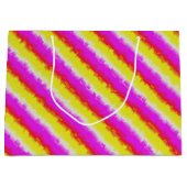 Gelbe Rosa Artdeco Regenbogen Streifen Große Geschenktüte (Vorderseite)