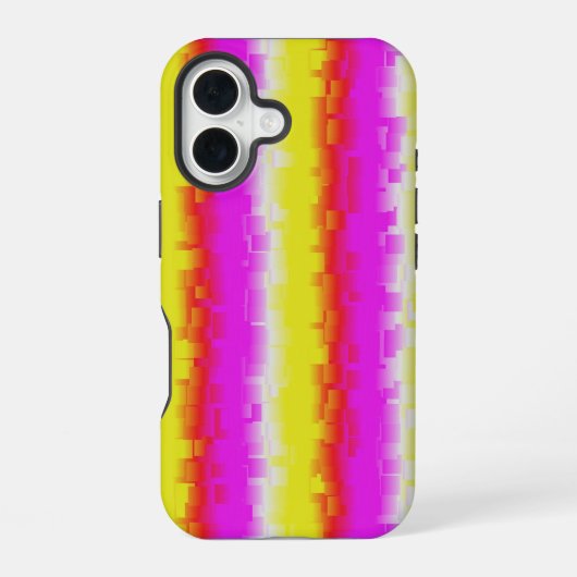 Gelbe Rosa Artdeco Regenbogen Streifen iPhone 16 Hülle (Rückseite)