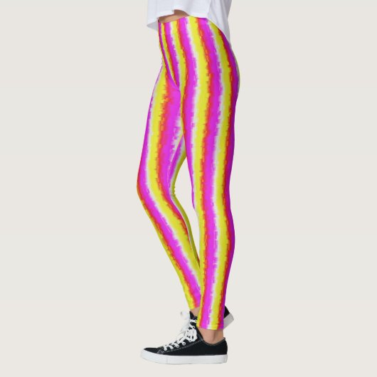 Gelbe Rosa Artdeco Regenbogen Streifen Leggings (Links)