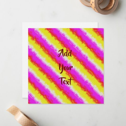 Gelbe Rosa Artdeco Regenbogen Streifen Mitteilungskarte (Vorderseite/Rückseite Beispiel)