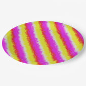 Gelbe Rosa Artdeco Regenbogen Streifen Pappteller (Schrägansicht)