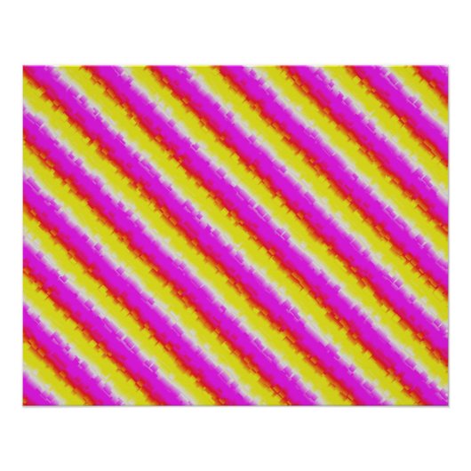 Gelbe Rosa Artdeco Regenbogen Streifen Poster (Vorderseite)
