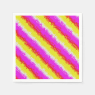 Gelbe Rosa Artdeco Regenbogen Streifen Serviette