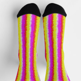 Gelbe Rosa Artdeco Regenbogen Streifen Socken