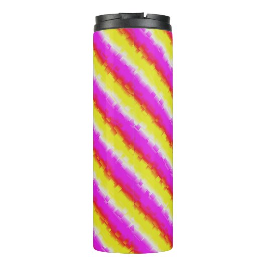 Gelbe Rosa Artdeco Regenbogen Streifen Thermosbecher (Rückseite)