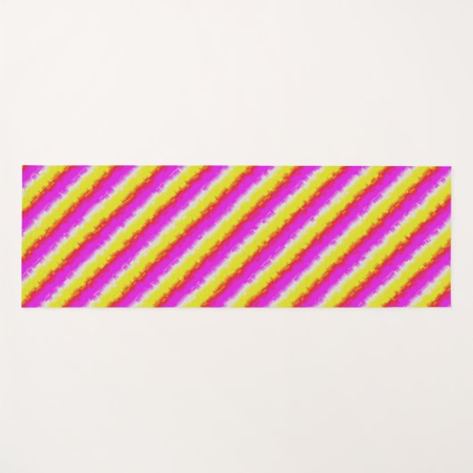 Gelbe Rosa Artdeco Regenbogen Streifen Yogamatte (Vorderseite (Horizontal))