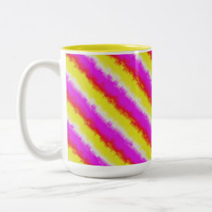 Gelbe Rosa Artdeco Regenbogen Streifen Zweifarbige Tasse