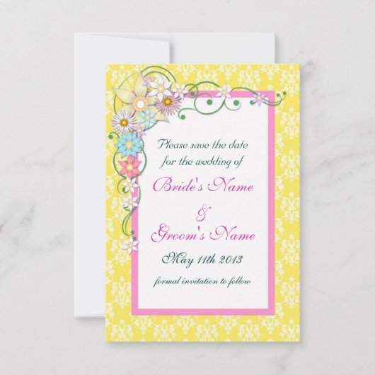 Gelbe Rosa Bläserfrühlingszeit Save the Date (Vorderseite)