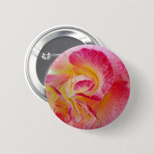 Gelbe rosa Blätter Button (Vorne & Hinten)