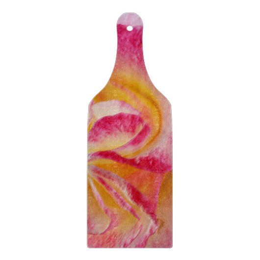 Gelbe rosa Blätter Schneidebrett (Vorderseite)