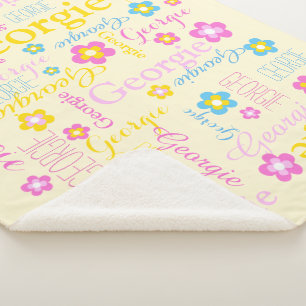 Gelbe, rosa, blaue Mädchen Name Georgie Blume Dec Sherpadecke
