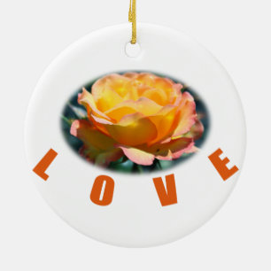 Gelbe Rosa Blume Foto Kunstschenk Liebe Keramikornament