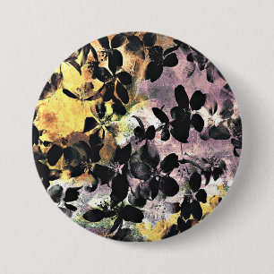 Gelbe rosa Blume Muster Blumengrafik Button