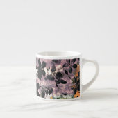 Gelbe rosa Blume Muster Blumengrafik Espressotasse (Rechts)