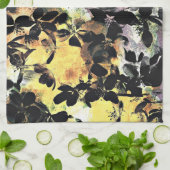 Gelbe rosa Blume Muster Blumengrafik Küchentuch (Gefaltet)