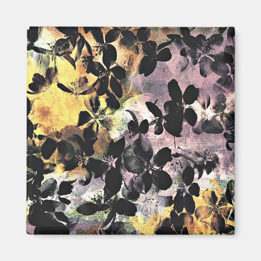 Gelbe rosa Blume Muster Blumengrafik Magnet (Vorne)
