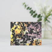 Gelbe rosa Blume Muster Blumengrafik Postkarte (Stehend Vorderseite)