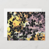 Gelbe rosa Blume Muster Blumengrafik Postkarte (Vorne/Hinten)