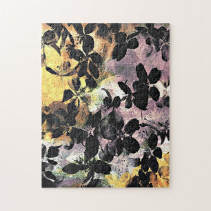 Gelbe rosa Blume Muster Blumengrafik Puzzle