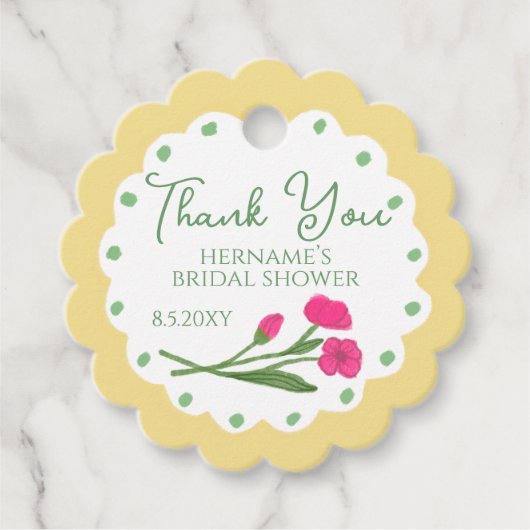 Gelbe Rosa Blumen Garten Whimsical Handbemalt Geschenkanhänger (Vorderseite)