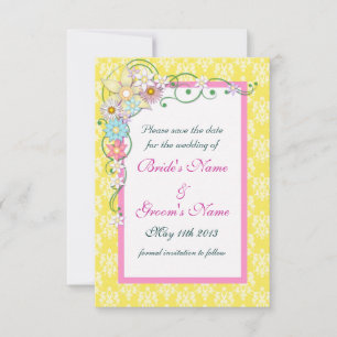 Gelbe rosa Blumen Hochzeit im Frühling - Heiratsan Save The Date