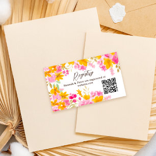 Gelbe rosa Blumen Hochzeits-Registry-Baby-Party Begleitkarte
