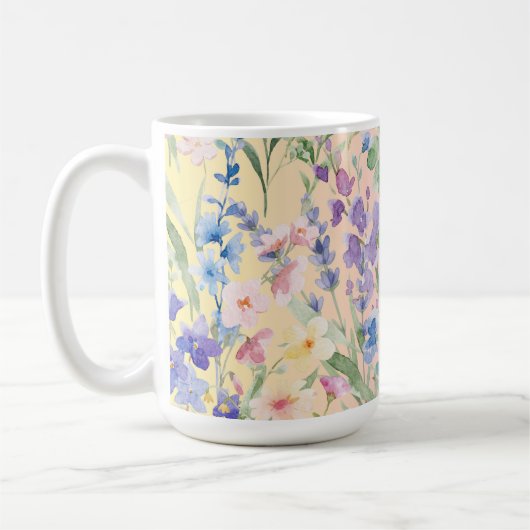 Gelbe Rosa Farbige Blumen Kaffeetasse (Links)