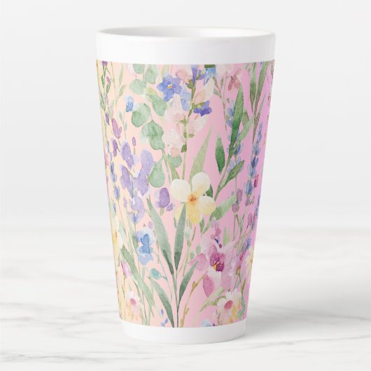 Gelbe Rosa Farbige Blumen Milchtasse (Vorderseite)
