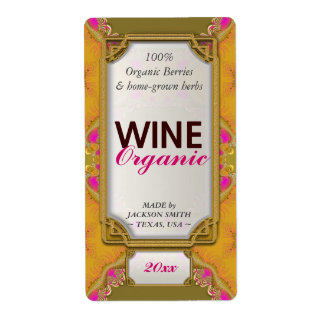 Gelbe, rosa Fraktale Custom Wine Bottle Labels
