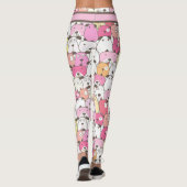 Gelbe, rosa, orange und weiße Hunde Leggings (Rückseite)