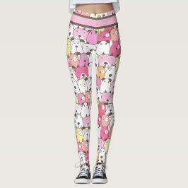 Gelbe, rosa, orange und weiße Hunde Leggings