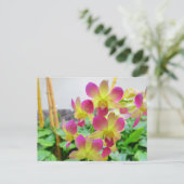 Gelbe Rosa Orchideen Postkarte (Stehend Vorderseite)