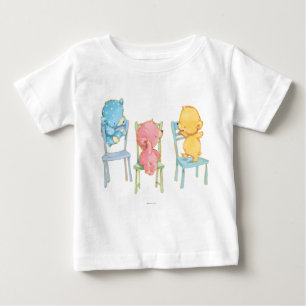 Gelbe, rosa und blaue Bären auf Stühlen Baby T-shirt
