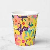 Gelbe, rosa und orangefarbene Blume Pappbecher (Links)