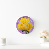 Gelbe Rose Akrylwange Runde Wanduhr (Zuhause)