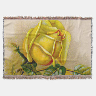 Gelbe Rose Antik Vintage-Druck Fine Art Decke