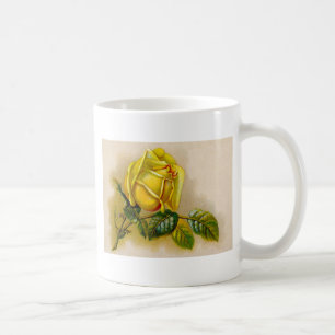 Gelbe Rose Antik Vintage-Druck Fine Art Kaffeetasse