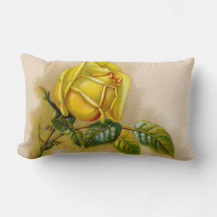 Gelbe Rose Antik Vintage-Druck Fine Art Lendenkissen