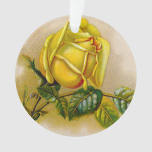 Gelbe Rose Antik Vintage-Druck Fine Art Ornament