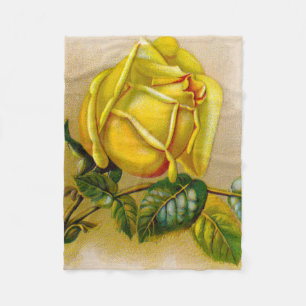 Gelbe Rose Antike Vintage Druckkunst Fleecedecke