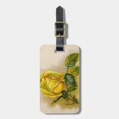 Gelbe Rose Antike Vintage Druckkunst Gepäckanhänger (Vorderseite vertikal)