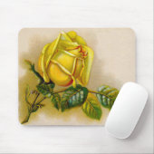 Gelbe Rose Antike Vintage Druckkunst Mousepad (Mit Mouse)