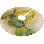 Gelbe Rose Antike Vintage Druckkunst Polyester Weihnachtsbaumdecke (Schrägansicht)
