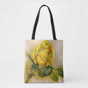 Gelbe Rose Antike Vintage Druckkunst Tasche