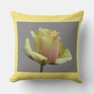 Gelbe Rose auf Grau + Kruste. Grenzfarbkissen Kissen