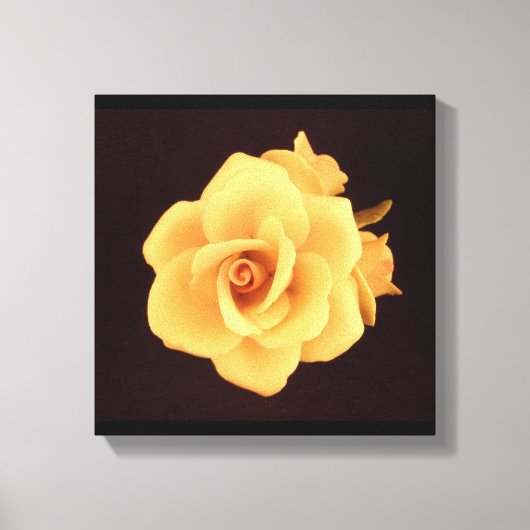 Gelbe Rose auf Matte Black Leinwanddruck (Vorderseite)