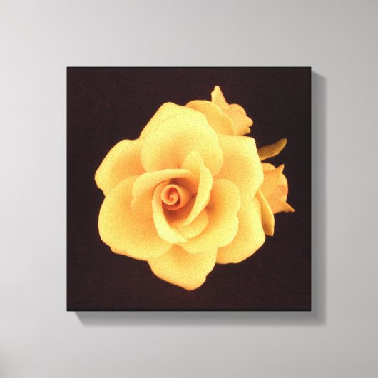 Gelbe Rose auf Matte Black Leinwanddruck (Vorderseite)