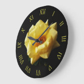 Gelbe Rose auf schwarz-gelb-Script römische Number Große Wanduhr (Winkel)